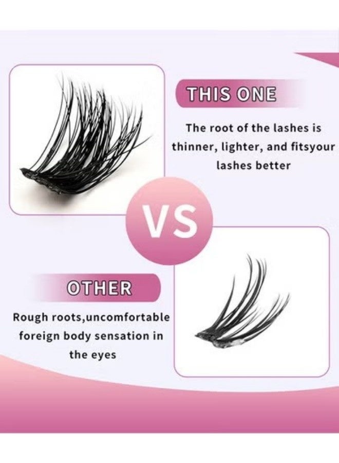 مجموعات رموش خاطئة مجزأة، رموش زاوية مجزأة، رموش منفوشة وشعرية C، D مجعدة أنمي سلسلة، ملصقات رموش DIY Clusters رموش، امتداد رموش 9-15 ملم - Image 5