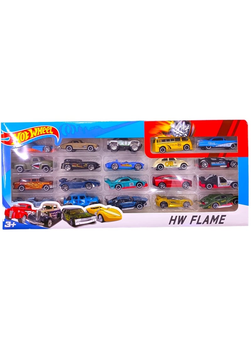 هوت ويلز مجموعة سيارات "هوت ويلز" (Hot Wheels) للأطفال مكونة من 20 سيارة مصبوبة (Diecast) بتصاميم وألوان متنوعة. - Image 1