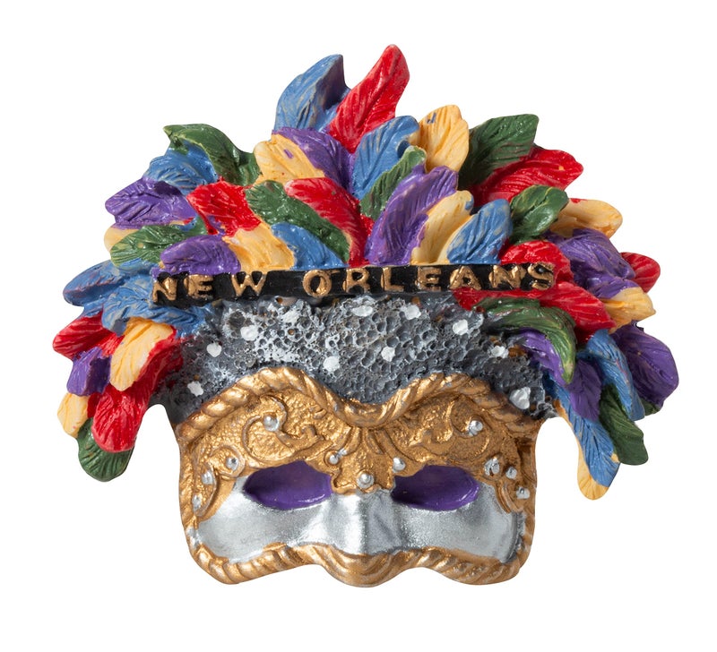 Artisan Owl New Orleans Mardi Gras Feather Mask Souvenir 3D Poly Refrigerator Magnet – Hand Painted Colorful Small Polyresin Collectible Kitchen Fridge Decoration Gift - Image 4