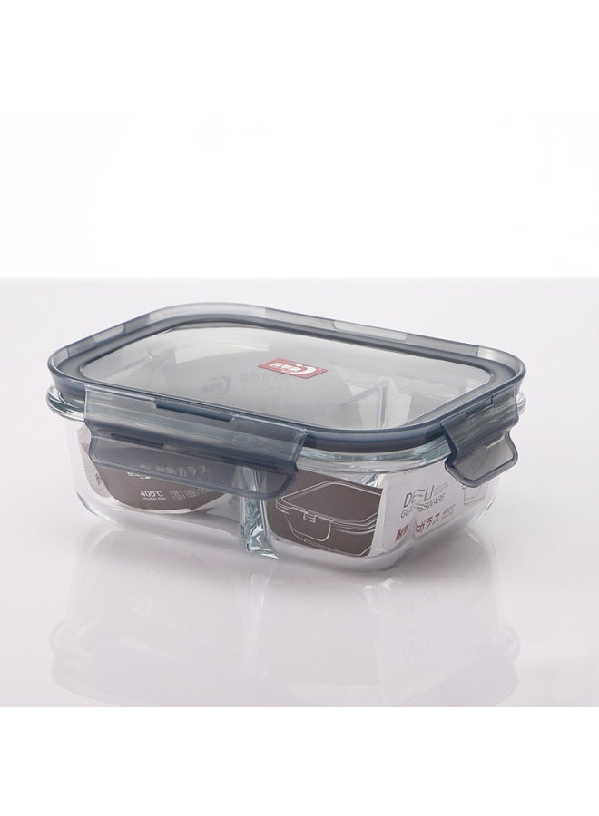 Green Apple High Boron Glass Lunch Box Divided Fresh-keeping Box Sealed Box Fruit Lunch Box Heat Resistant Lunch Box Microwave Oven-Specifications:GPK14-630(630ml Two Partition)  - Image 1