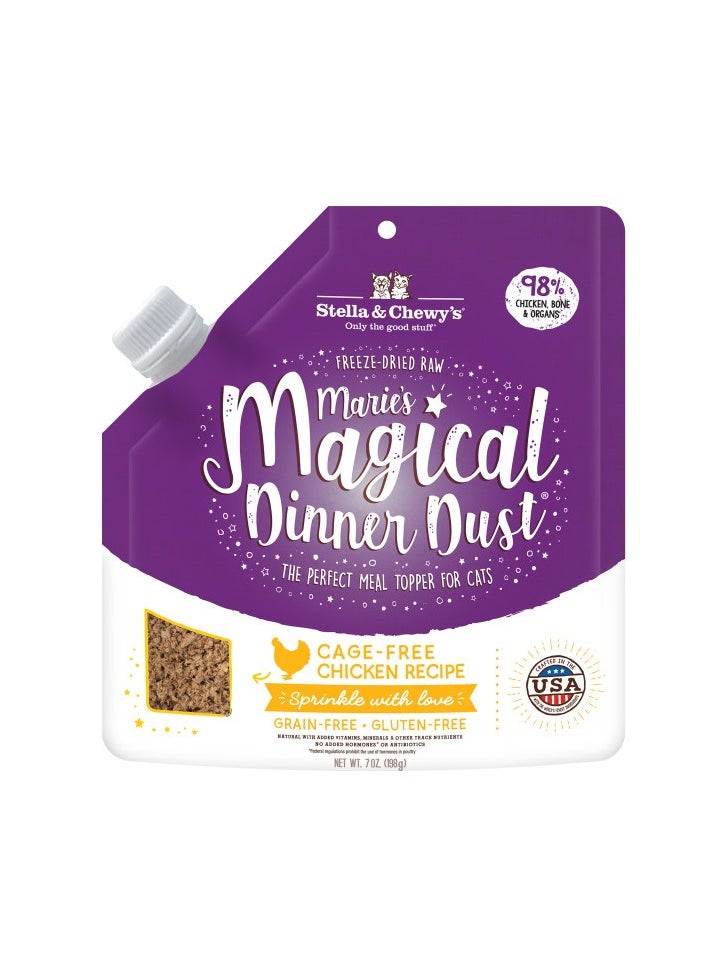Stella & Chewys Stella & Chewys Marie’s Magical Dinner Dust Cat Cage Free Chicken Recipe- 7 oz, Stella & Chewy's, Magical Dinner Dust, Cat Dinner Dust, Cat Kibble Topper, Stella & Chewy's Cat Food, Stella & Chewy's Freeze-Dried Raw, Cat Topper, Cat food  - Image 1