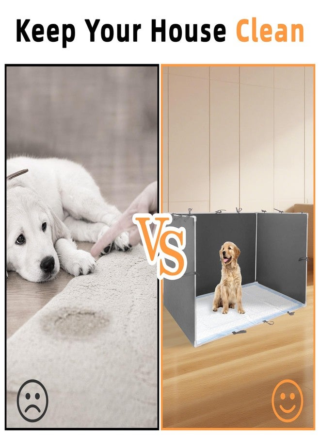 Dmnnlp Dog Pee Pad Holder with High Walls - 35"x29"x17.3" No-Splash Indoor Dog Potty Box, Foldable Potty Training Toilet for Large Small Medium Dogs Puppy Potty (Dark Gray) - Image 5