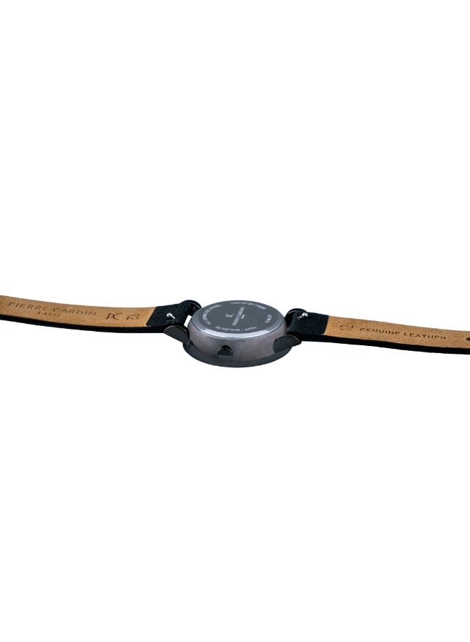 PIERRE CARDIN Women's Watch with Black Stainless Steel Case and Black Leather Band - Image 4