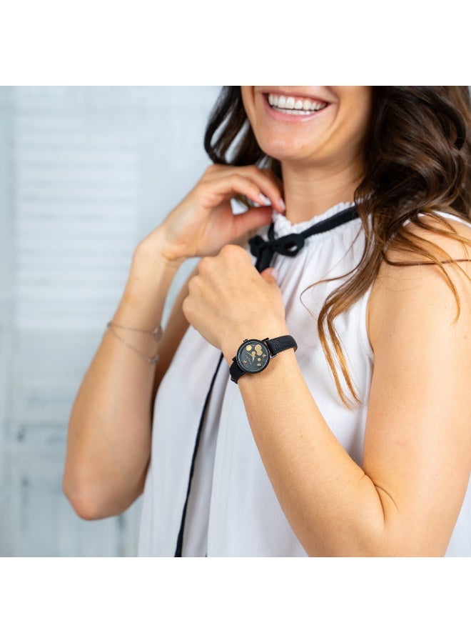 PIERRE CARDIN Women's Watch with Black Stainless Steel Case and Black Leather Band - Image 5