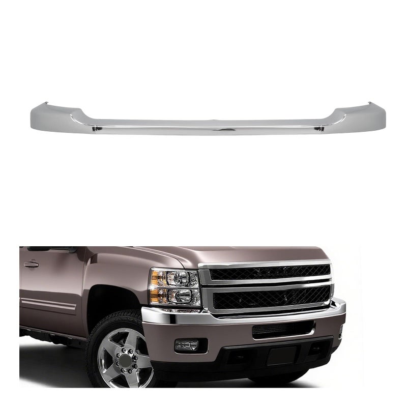 KUAFU Front Bumper Cover Upper Trim Cap Compatible with 2011-2014 Chevy Chevrolet Silverado 2500 3500 HD GM1014106, 25883355 ABS Plastic Chrome Replacement Only 3PCS-Silvery - Image 1