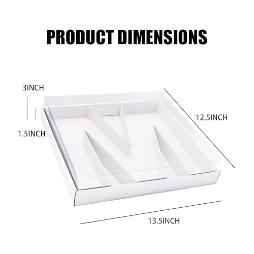 WENPACK 12.5" Cardboard Letter Shaped Mache Charcuterie Strawberries Fillable Sweets Decorative Box with Clear Lid (White, M) - Image 2