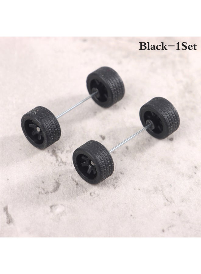 Hot Sale 1:64 Basic Alloy Car Model Modified Wheel Hub Remote Control Car Modified Rubber Tire-Color:Six Black Frames  - Image 1