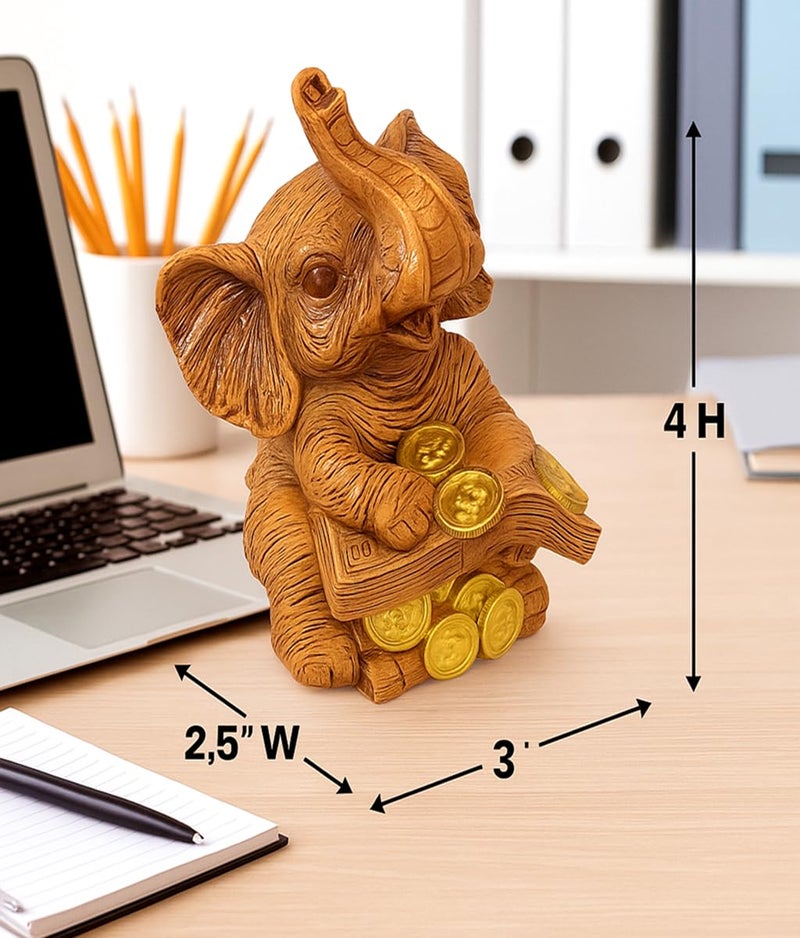 Betterdecor Feng Shui Lucky Elephant Trunk Up Statue | Home Office Table Decor for Prosperity and Protection - Image 3