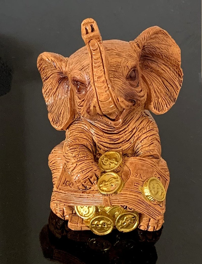 Betterdecor Feng Shui Lucky Elephant Trunk Up Statue | Home Office Table Decor for Prosperity and Protection - Image 2