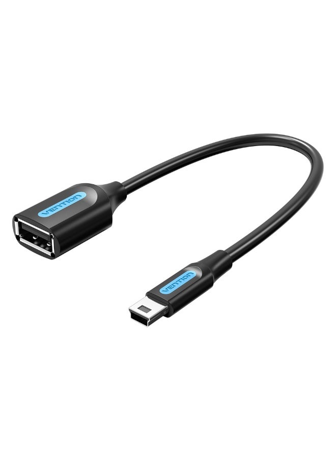 فينشن كابل OTG USB 2.0 Mini-B ذكر إلى أنثى من VENTION بطول 0.15 متر من نوع PVC أسود، رقم الموديل CCTBB  - Image 1