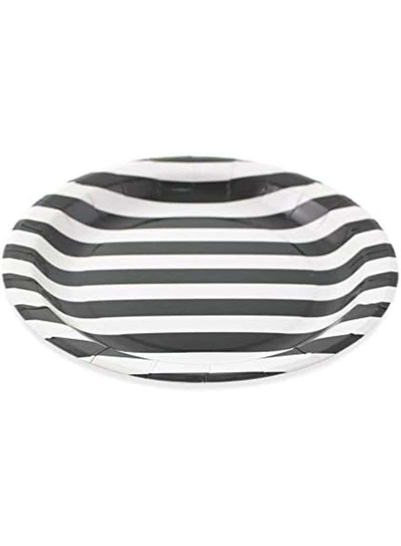 SYOSI Black Striped Paper Plates 72pcs - 9inch Round Party Plates for Dessert, Cakes, Fruits - Image 2