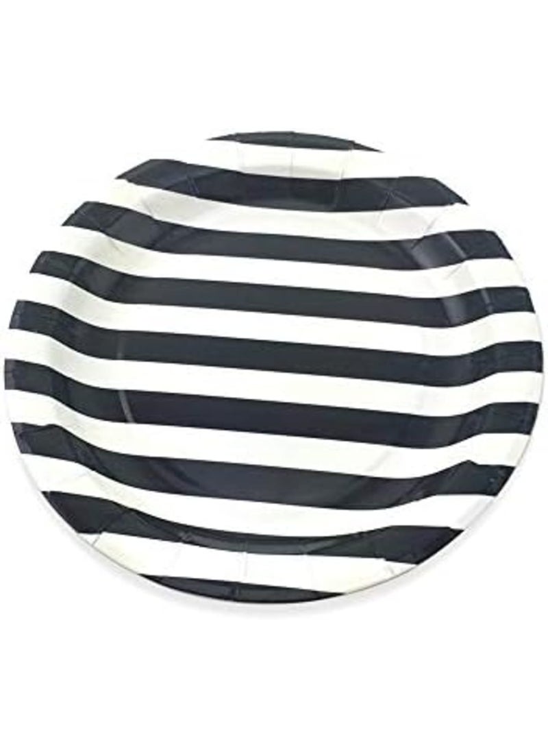 SYOSI Black Striped Paper Plates 72pcs - 9inch Round Party Plates for Dessert, Cakes, Fruits - Image 3