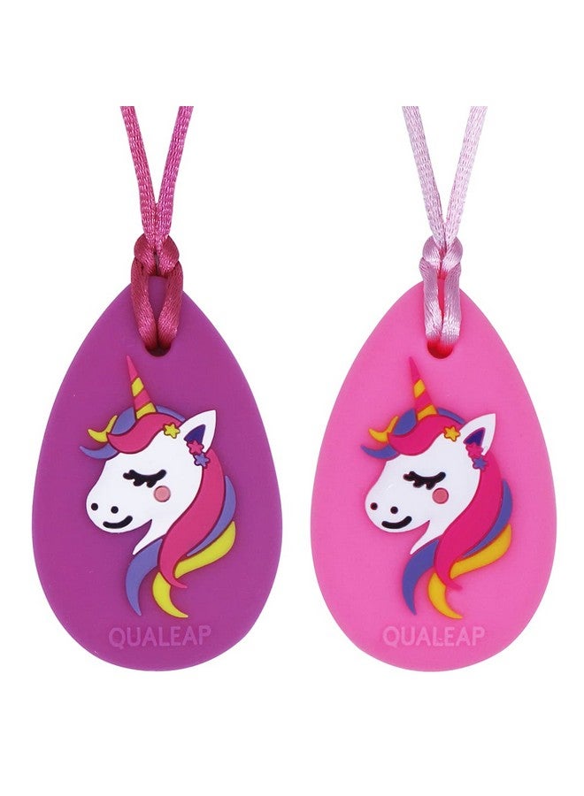 QUALEAP AMBER New Unicorn Chew Necklace For Kids Girls (Exclusive) Chewing Necklace Teething Necklace Teether Necklace Chew Toys Teething Toys Designed For Chewing Autism Sensory Teether Toy (2 Pack) - Image 2