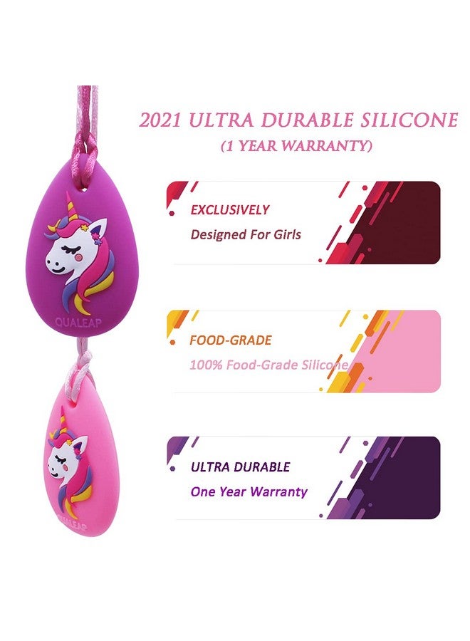 QUALEAP AMBER New Unicorn Chew Necklace For Kids Girls (Exclusive) Chewing Necklace Teething Necklace Teether Necklace Chew Toys Teething Toys Designed For Chewing Autism Sensory Teether Toy (2 Pack) - Image 5