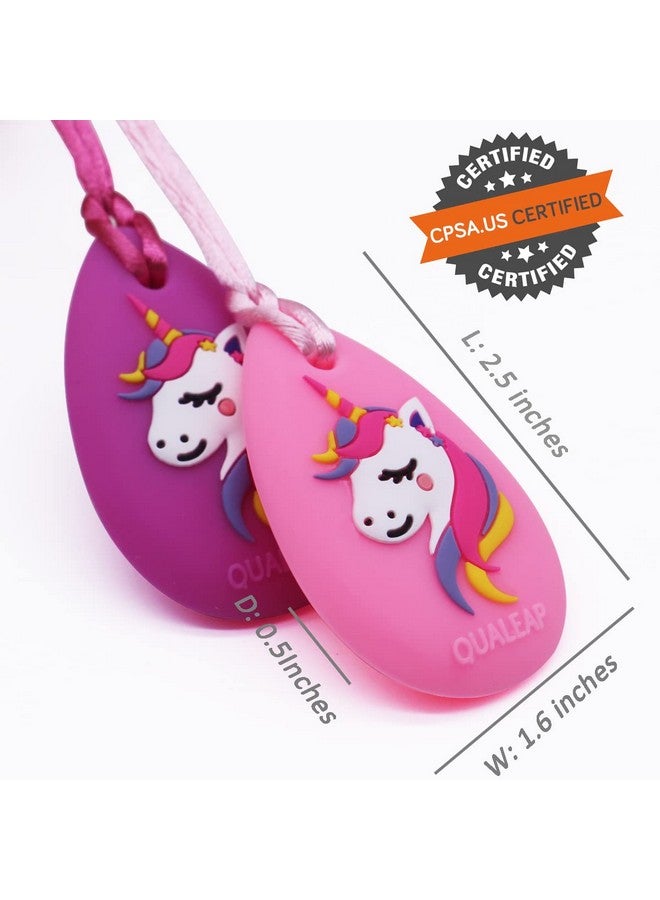 QUALEAP AMBER New Unicorn Chew Necklace For Kids Girls (Exclusive) Chewing Necklace Teething Necklace Teether Necklace Chew Toys Teething Toys Designed For Chewing Autism Sensory Teether Toy (2 Pack) - Image 3