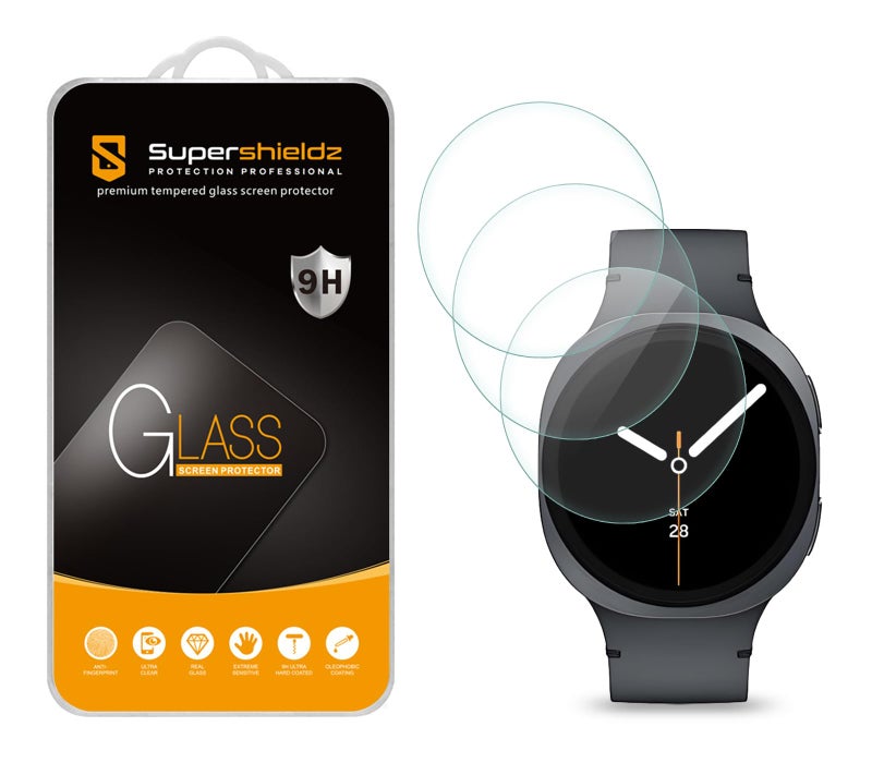 Supershieldz (3 Pack) Designed for Samsung Galaxy Watch 8 (44mm) Tempered Glass Screen Protector, Anti Scratch, Bubble Free - Image 1
