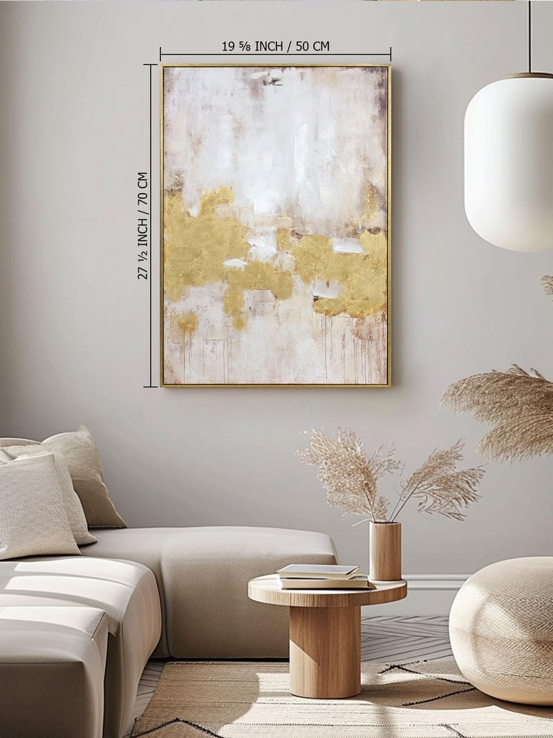 Zessonic 2 Piece Gold and Neutral Abstract Wall Art â€“ Modern Textured Canvas Prints with Hand-Applied Brush Strokes, Framed Artwork for Living Room, Bedroom, or Office, 20 x 28 Inches - Image 5