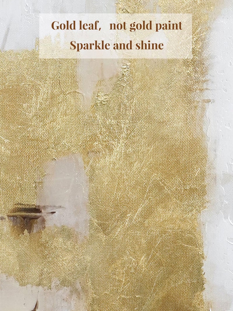 Zessonic 2 Piece Gold and Neutral Abstract Wall Art â€“ Modern Textured Canvas Prints with Hand-Applied Brush Strokes, Framed Artwork for Living Room, Bedroom, or Office, 20 x 28 Inches - Image 4