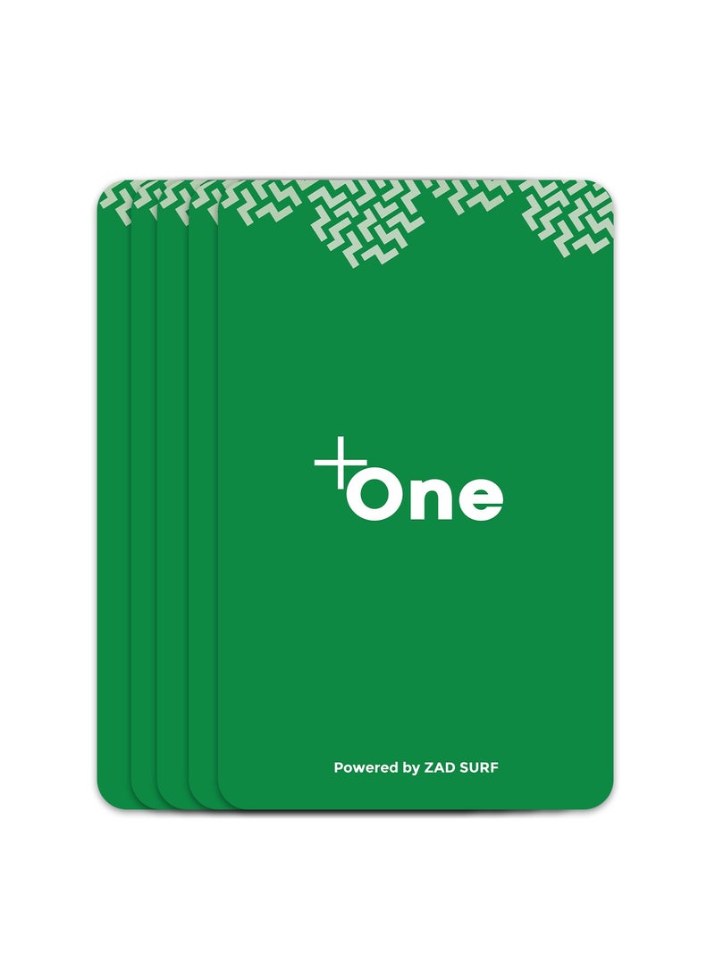 Zad Surf Pack of 5 Green Engraved Metal Business Card (+ One ) Zad Surf for Instant Contact and Social Media iOS and Android  - Image 1