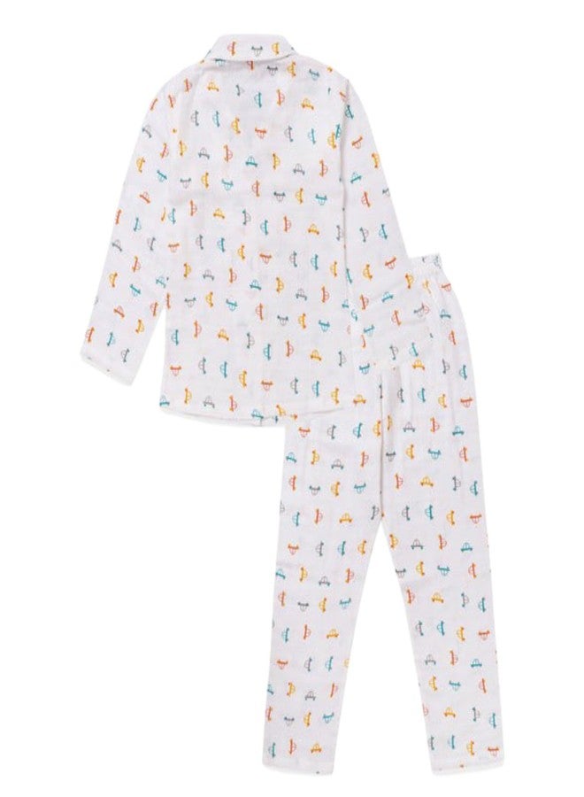 Fabrify Baby and Kids Cotton Printed Pyjama Set, Nightwear, Sleepwear, Trendy Nightsuit for Boys and Girls (Hot Wheels) (6-7 Y) Multicolour - Image 4