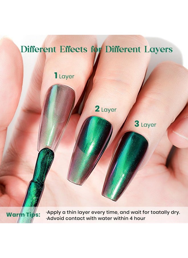 MIZHSE Chameleon Nail Polish Green Nail Polish Air Dry Fast 15Ml0.5 Fl Oz High Glossy Shiny Nail Pigment Holographic Nail Polish Nail Art Salon Manicure Home  - Image 5