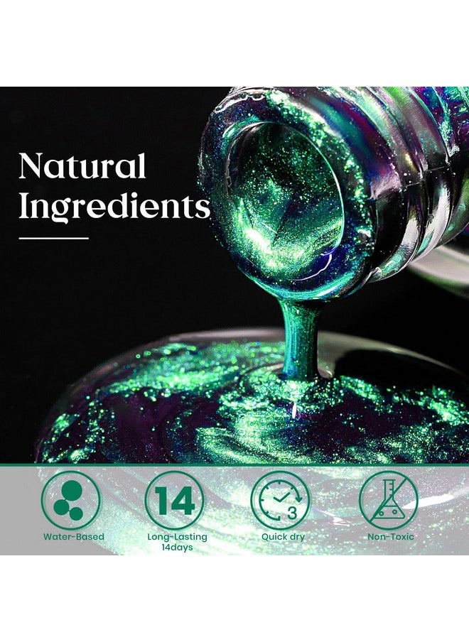 MIZHSE Chameleon Nail Polish Green Nail Polish Air Dry Fast 15Ml0.5 Fl Oz High Glossy Shiny Nail Pigment Holographic Nail Polish Nail Art Salon Manicure Home  - Image 2