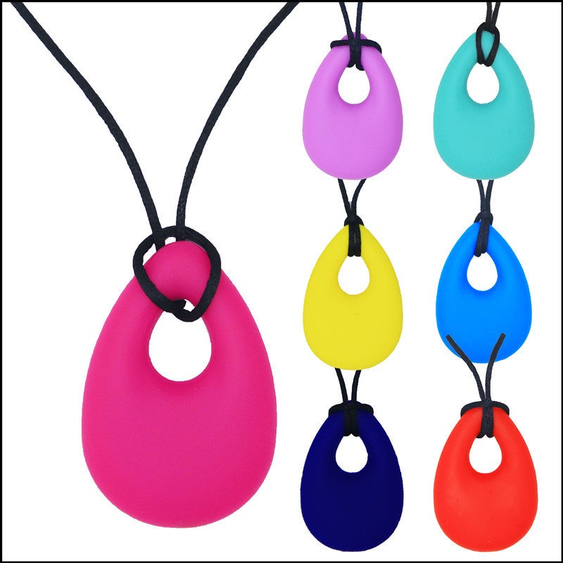 Silicone Necklace Bite Teeth Gum Angel Tears Pendant Mom Wears Baby Teeth Bite Baby Products PE Bag black - Image 2