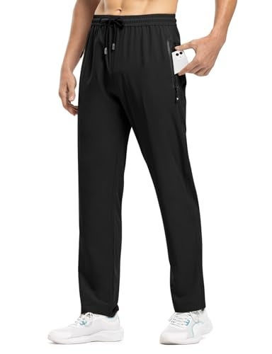 TBMPOY Men's Travel Hiking Pants Lightweight Athletic Pant Quick Dry Windbreaker Fishing Running Active Jogger Black M - Image 2