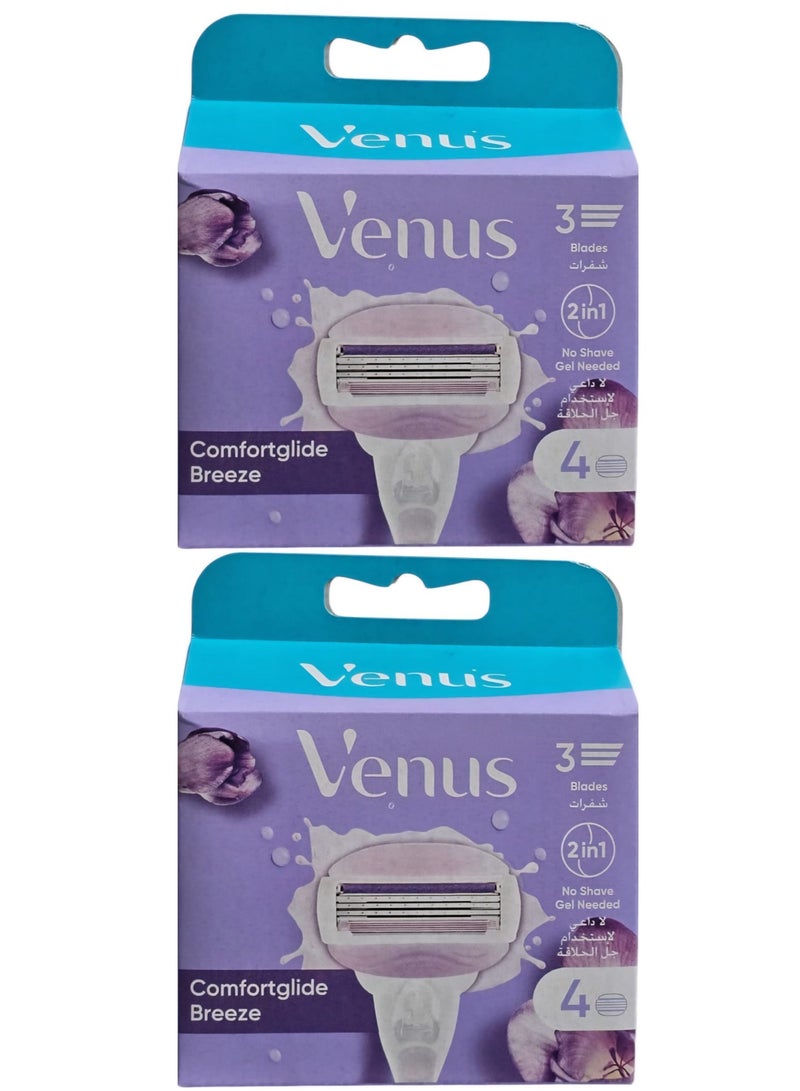 Venus Comfort Glide Breeze Razors For Women 2 in 1 of 4items(2pcs)