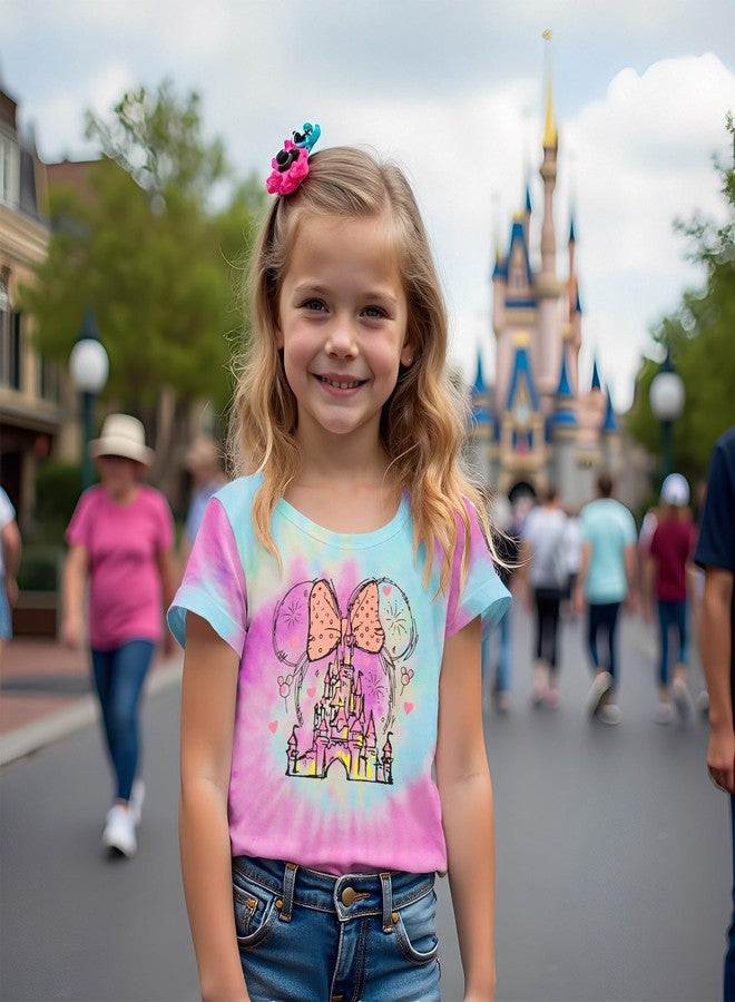 Blithestars Magic Shirt for Toddler Girls Magical Kingdom Tshirt Cute Castle Outfit Holiday Family Vacation Short Sleeve Tops(Tie-dye-a,5-6Years) - Image 4