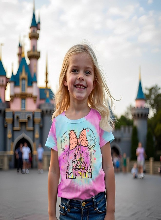 Blithestars Magic Shirt for Toddler Girls Magical Kingdom Tshirt Cute Castle Outfit Holiday Family Vacation Short Sleeve Tops(Tie-dye-a,5-6Years) - Image 3