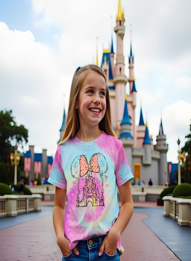 Blithestars Magic Shirt for Toddler Girls Magical Kingdom Tshirt Cute Castle Outfit Holiday Family Vacation Short Sleeve Tops(Tie-dye-a,5-6Years) - Image 5