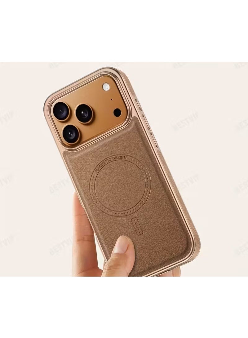 Temu Luxury soft faux leather phone case for iPhone 14 Pro Max, built-in strong magnet for easy wireless charging, elegant and luxurious design, high-end business style, scratch and wear resistant, - Image 2