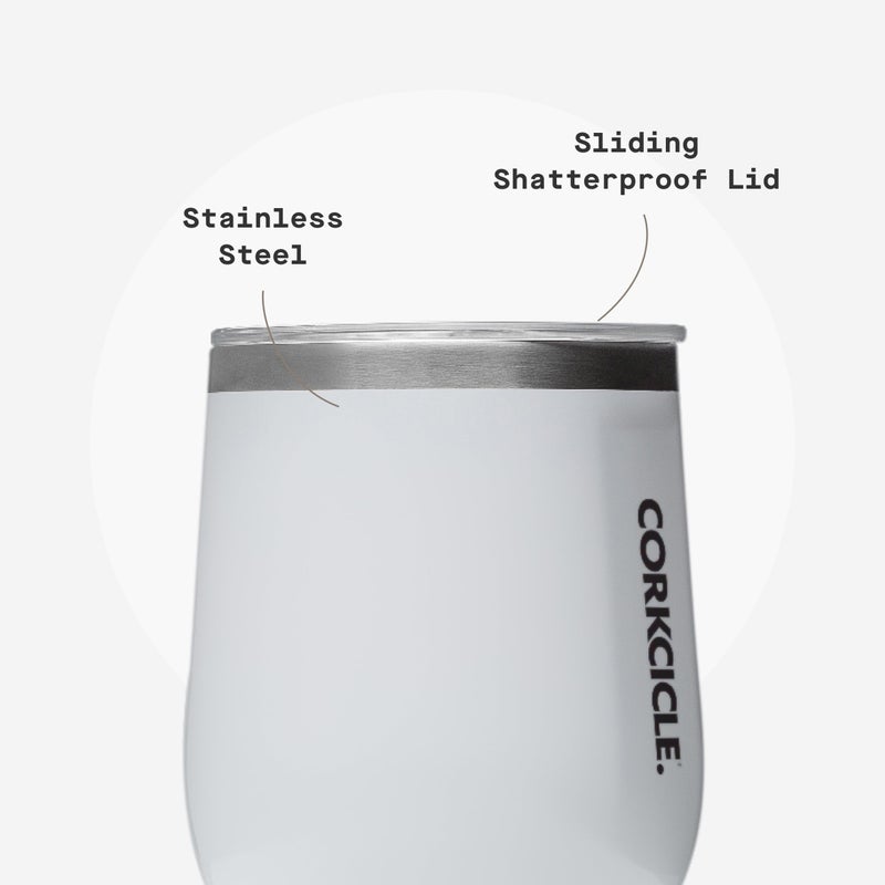 Corkcicle Stemless Wine Tumbler - Keeps Drinks Cold for 6 Hours - Triple-Insulated Stainless Steel - Non-Slip Base - Summer Drinkware Gift - Keeps Drinks Ice Cold - 12 oz - Gloss White - Image 5