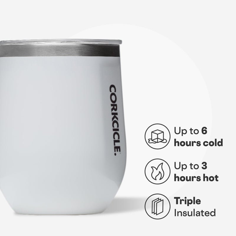 Corkcicle Stemless Wine Tumbler - Keeps Drinks Cold for 6 Hours - Triple-Insulated Stainless Steel - Non-Slip Base - Summer Drinkware Gift - Keeps Drinks Ice Cold - 12 oz - Gloss White - Image 3
