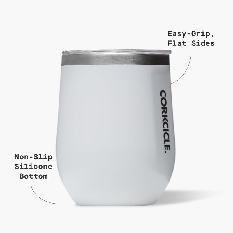 Corkcicle Stemless Wine Tumbler - Keeps Drinks Cold for 6 Hours - Triple-Insulated Stainless Steel - Non-Slip Base - Summer Drinkware Gift - Keeps Drinks Ice Cold - 12 oz - Gloss White - Image 4