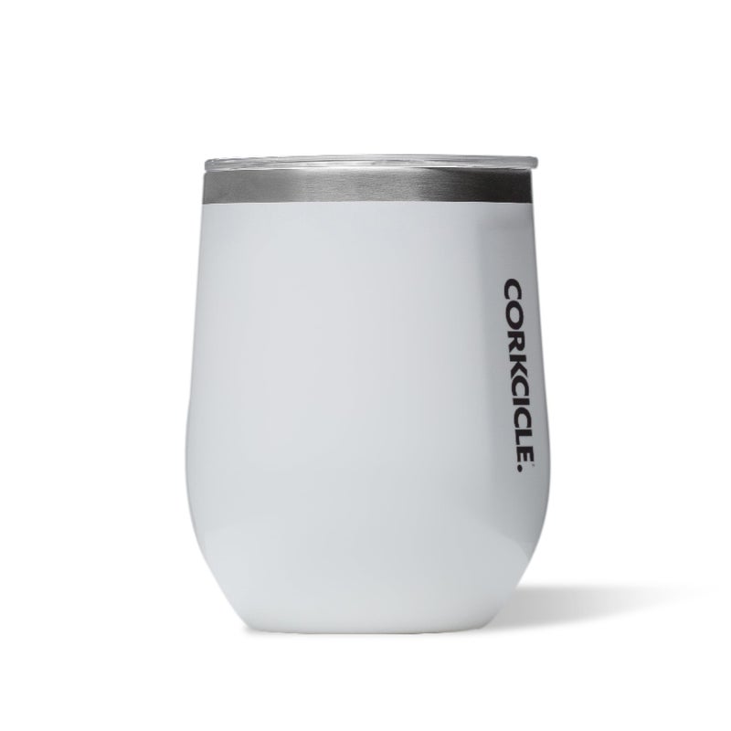 Corkcicle Stemless Wine Tumbler - Keeps Drinks Cold for 6 Hours - Triple-Insulated Stainless Steel - Non-Slip Base - Summer Drinkware Gift - Keeps Drinks Ice Cold - 12 oz - Gloss White - Image 1