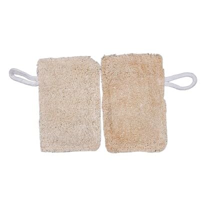 MARMORIS ECOM Natural Loofah Body Scrubber, Organic Eco-Friendly Bath Sponge, Gentle Exfoliating Loofah with Hanging Loop, Ideal for Women & Men, Ridge Gourd Fibre, Lightweight Cleansing Scrub (Rectangle- Pack of 2) - Image 1