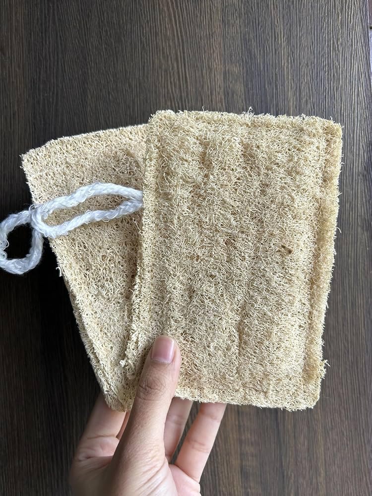 MARMORIS ECOM Natural Loofah Body Scrubber, Organic Eco-Friendly Bath Sponge, Gentle Exfoliating Loofah with Hanging Loop, Ideal for Women & Men, Ridge Gourd Fibre, Lightweight Cleansing Scrub (Rectangle- Pack of 2) - Image 3