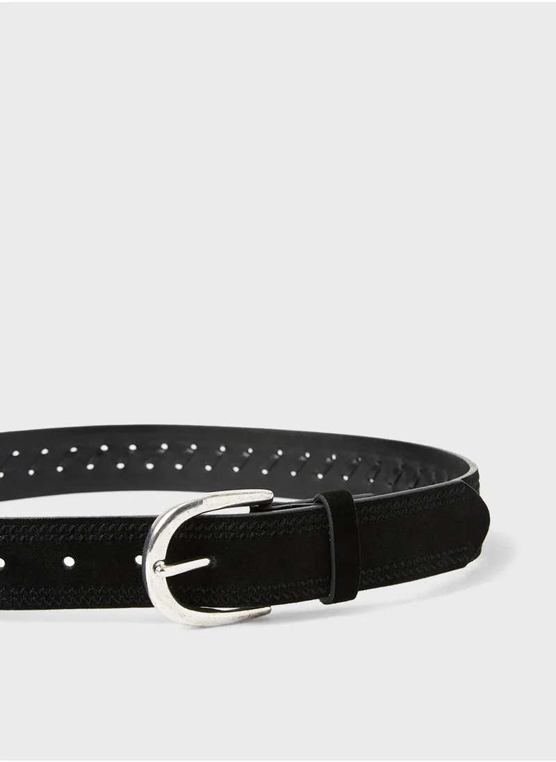 MANGO Leather Belt