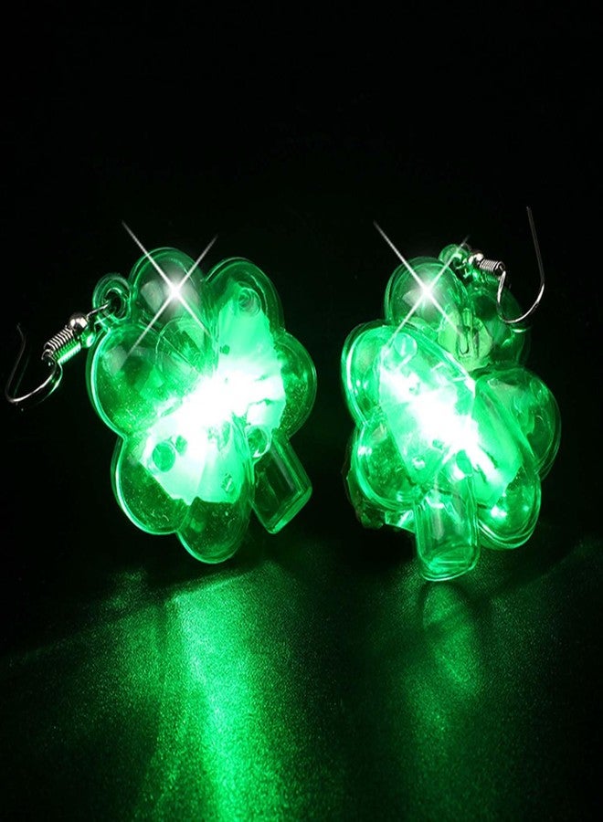 Aksod St. Patrick's Day Light Up Earrings Green Led Luck Clover Earrings Dangle Lightweight Plastic Led Shamrock Earrings Irish Holiday Carnival Earrings Jewelry for Women (Style A) - Image 5