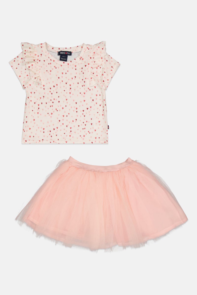 Limited Too Kids Girl 2 Pieces Printed Top And Skirt, Multicolor - Image 1