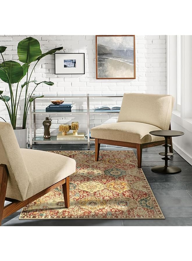 erorex Indoor Door Mat Retro Floor Mat Non Slip Washable Doormat Quickly Absorb Welcome Mats Low Pile Door Mats Inside Entryway Carpet Front Door Rug For Entrance 04 Red Orange 80 * 120Cm - Image 5