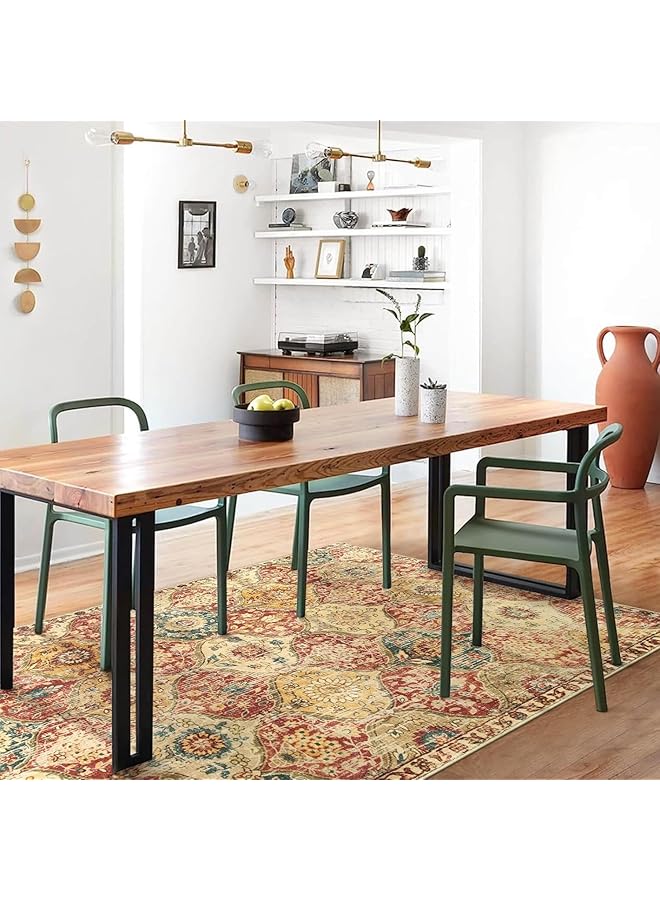 erorex Indoor Door Mat Retro Floor Mat Non Slip Washable Doormat Quickly Absorb Welcome Mats Low Pile Door Mats Inside Entryway Carpet Front Door Rug For Entrance 04 Red Orange 80 * 120Cm - Image 4