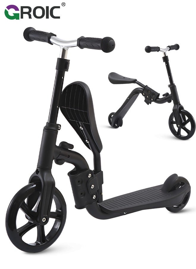 GROIC 2 in 1 Deformable Kids Kick Scooter Child Walker Balance Car Multifunctional Balance Bike With Adjustable Handlebar Suitable for Kids  - Image 1