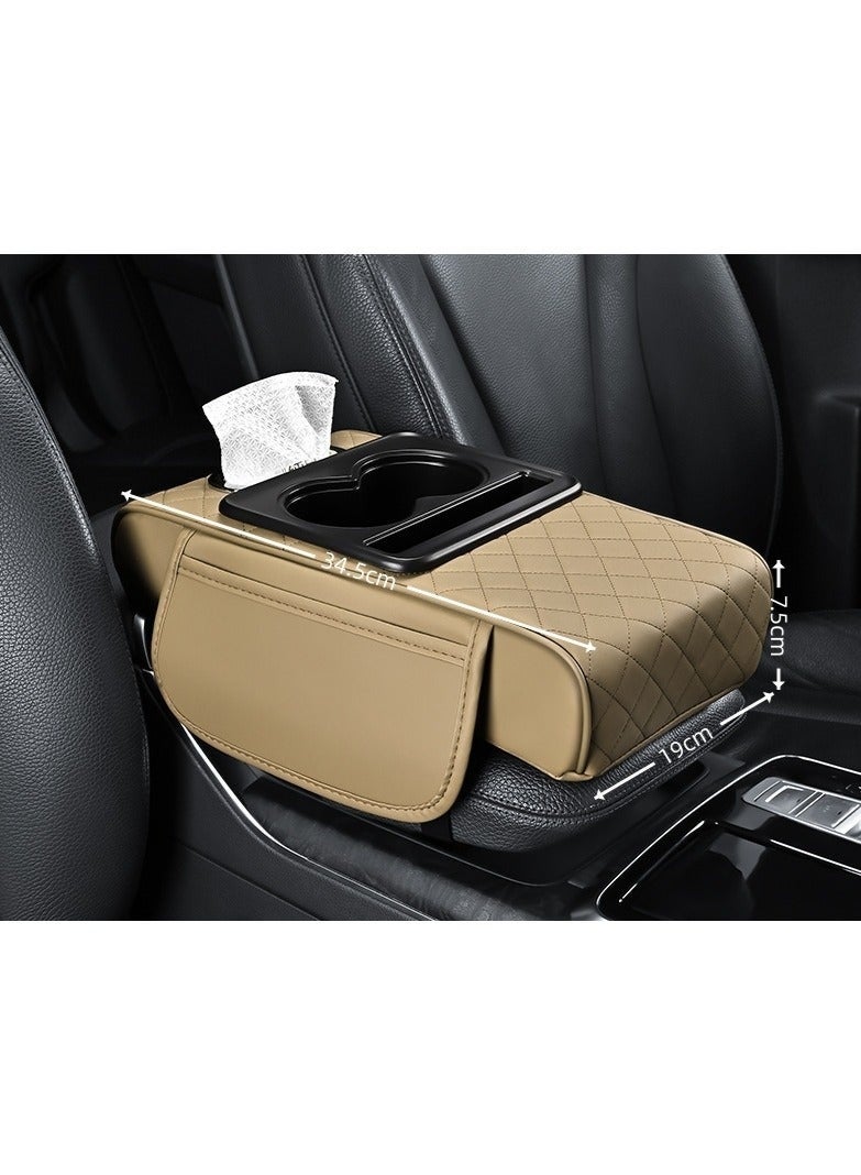 Multipurpose Car Center Console heighten Cover, Leather Car Armrest Booster Pads, Leather Car Armrest Cover Protector, Armrest Box, Suitable for Most Vehicles, SUVs, Trucks, Cars (Beige) - Image 2