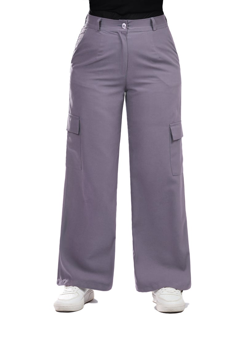 Smoky Egypt Wide Leg Cargo Pants - Purple - Image 1