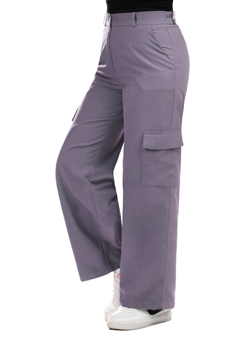 Smoky Egypt Wide Leg Cargo Pants - Purple - Image 3
