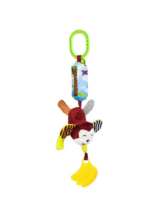 DOLERY Baby Wind Bell Tooth Gel Bed Hanging Rattle Toy Cartoon Tooth Gel Pendant Zipper Bag Packaging-Color:D146A Monkey-Specifications:33*14 - Image 1