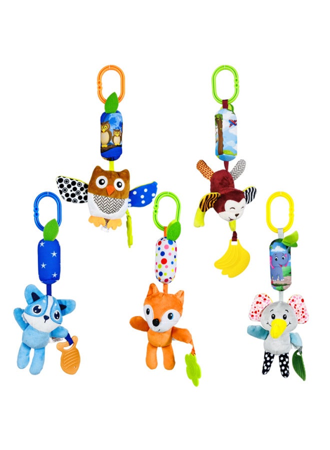 DOLERY Baby Wind Bell Tooth Gel Bed Hanging Rattle Toy Cartoon Tooth Gel Pendant Zipper Bag Packaging-Color:D146A Monkey-Specifications:33*14 - Image 2